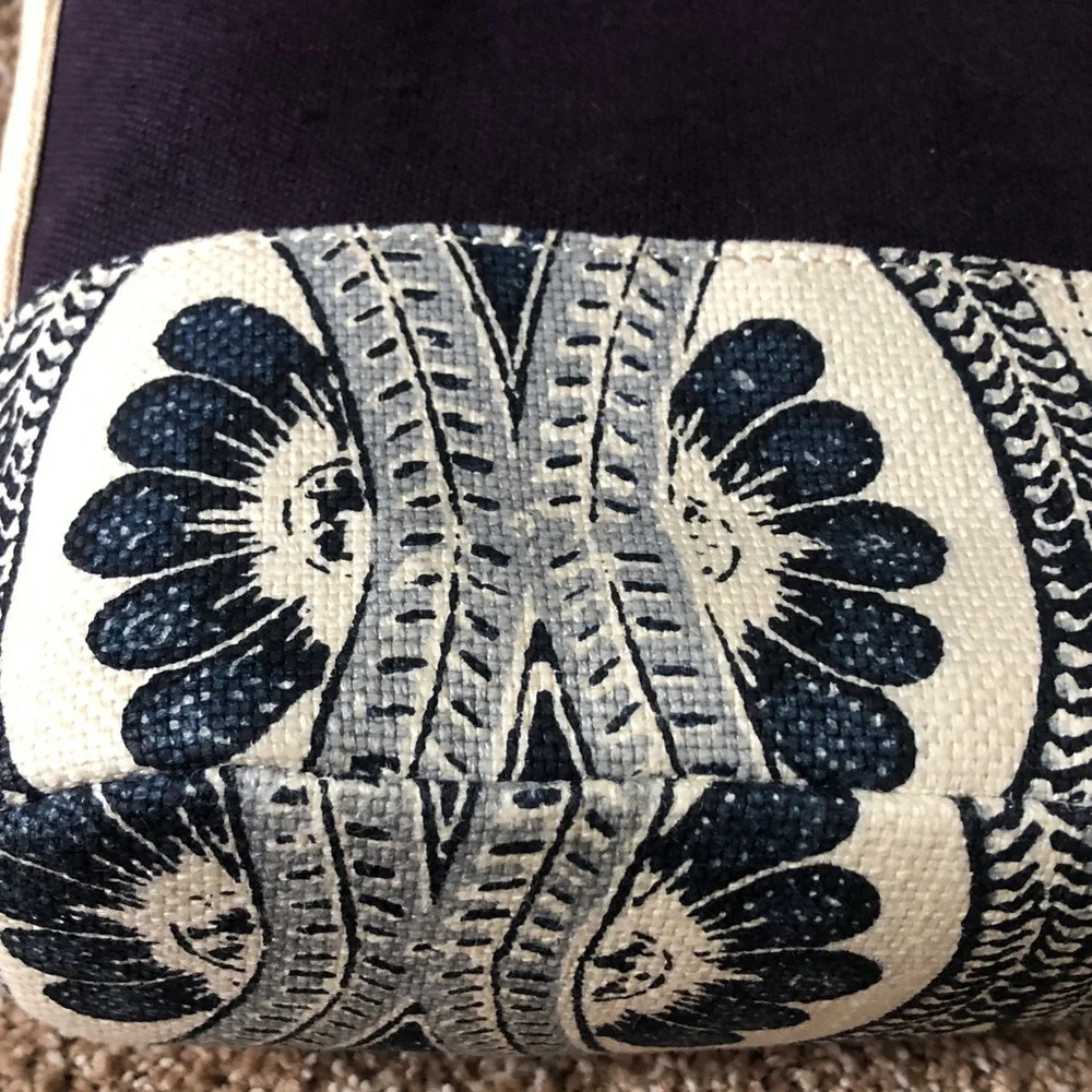 Spartina 449 Double Wine Caddy Ashley River navy blue/off white linen New - Picture 3 of 10